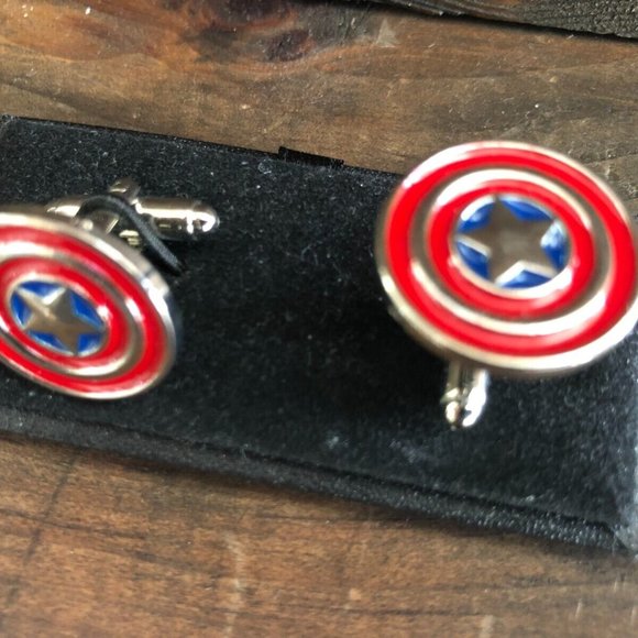 CUFFLINKS for dress shirt CAPTAIN AMERICA MARVEL Cuff Links Prom Groom SUPERHERO - Picture 4 of 10